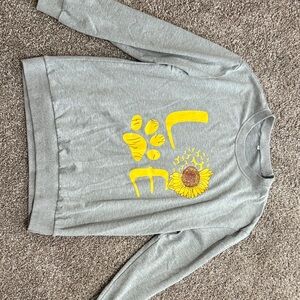 Gray Sweatshirt with Yellow Sunflower Design
